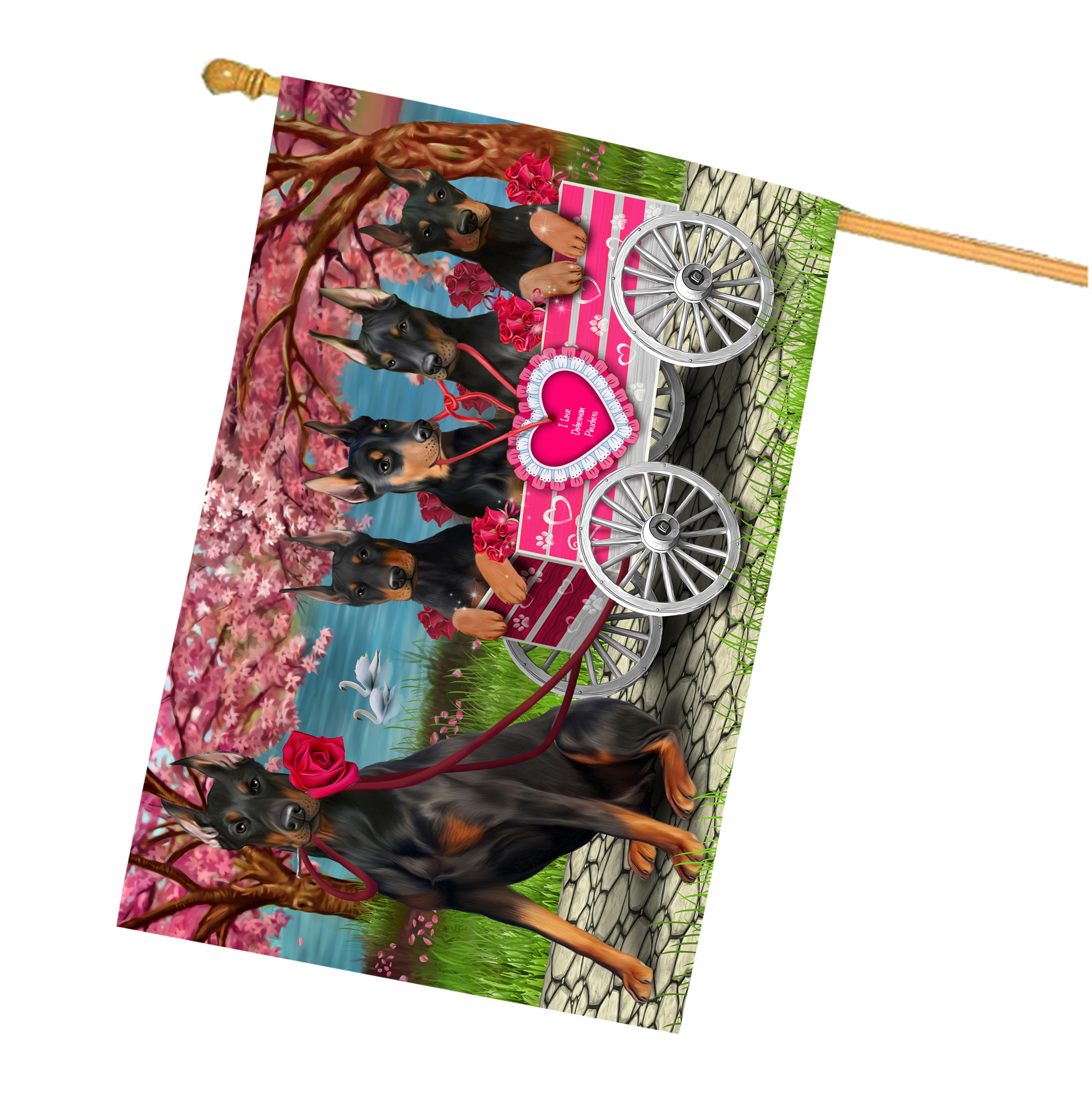 Doberman Dog House Flag Holiday Double Sided 28"x40" Many Designs NWT NEW - Picture 44 of 78